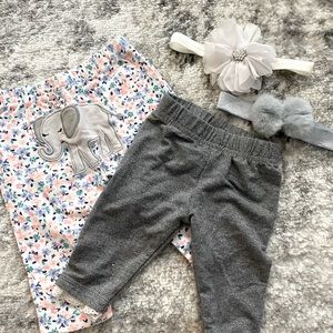 Carters Baby Girl Pants Bundle With Accessories